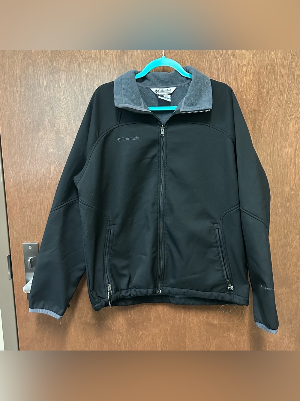 Columbia Full Zip Softshell Mens L fleece lined black gray